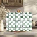  Green Check 15" x 11" Tempered Glass Cutting Board