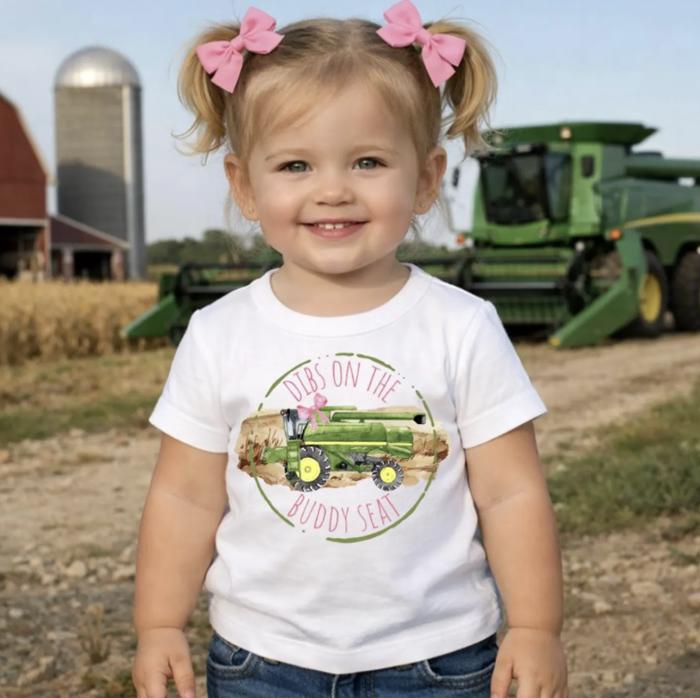 Dibs on the Buddy Seat Kids Harvest Farming Tee Shirt
