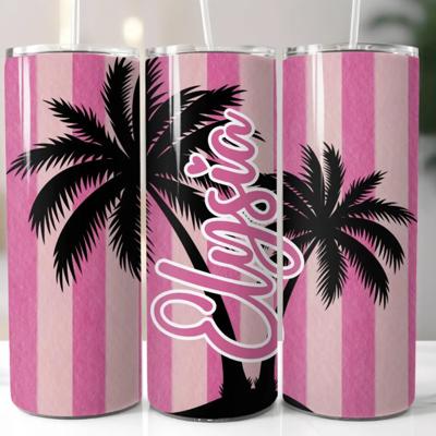 Pastel Striped Tropical Personalized 20 oz Tumbler