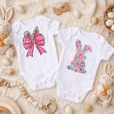 Easter Bunny Ears and Floral Bunny Baby Bodysuit