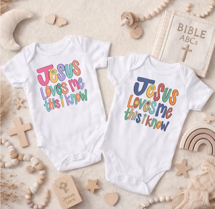 Jesus Loves Me Christian Faith Baby Bodysuit