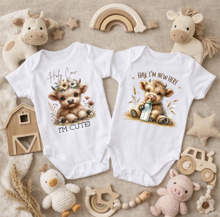 Highland Heifer Baby Bodysuits