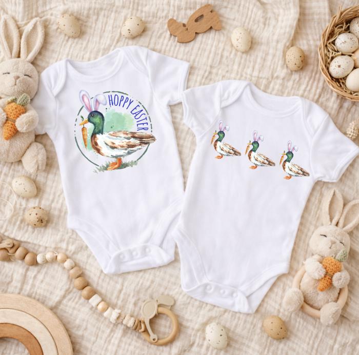 Mallard Duck with Carrot Easter Baby Bodysuit