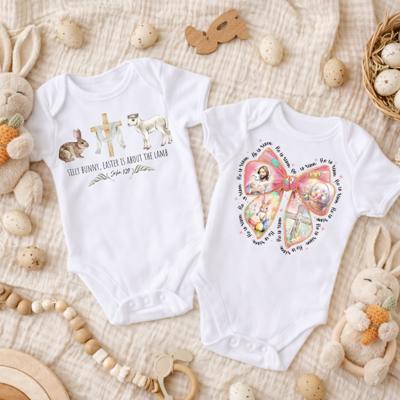 Silly Bunny Easter is about the Lamb, He is Risen Bow Bodysuit