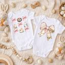  Easter Coquette Bows and Bunnies Baby Bodysuit
