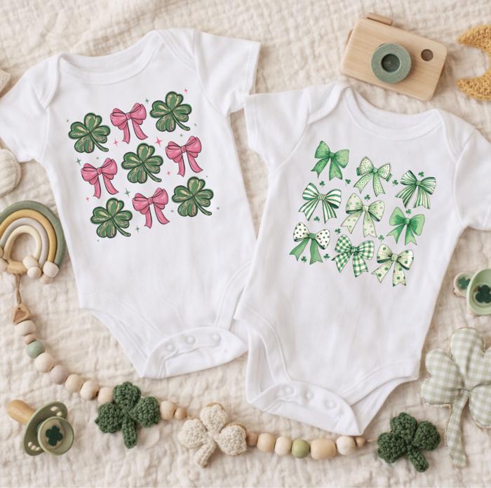 St Patricks Day Coquette Bows Girls baby Bodysuit