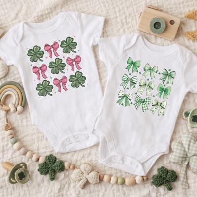 St Patricks Day Coquette Bows Girls baby Bodysuit