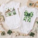  St Patrick's Day Cat's and Coquette Bow Baby Bodysuit