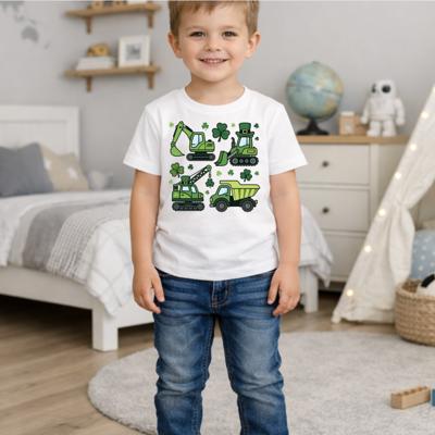 St Patricks Day Construction Vehicles Boys Tee Shirt