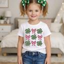  St Patrick's Day Clovers and Coquette Bows Girls Tee Shirt