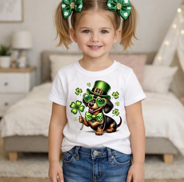 St Patrick's Dachshund Girls Tee Shirt