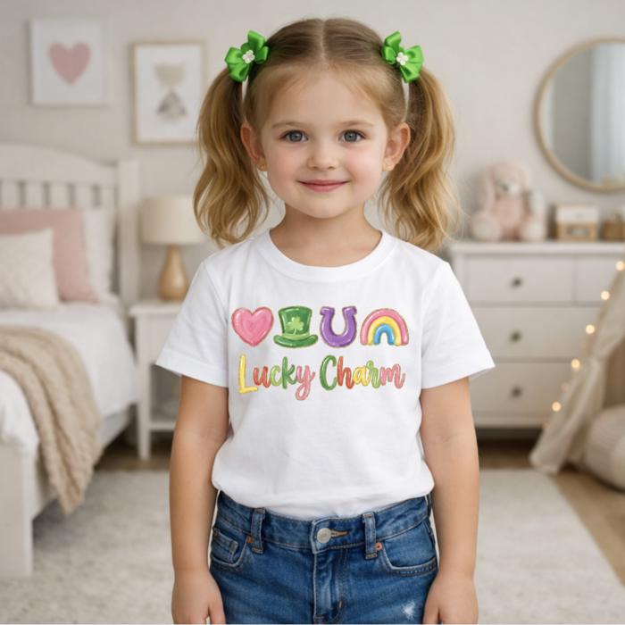 Lucky Charm Girls St Patricks Day Tee Shirt