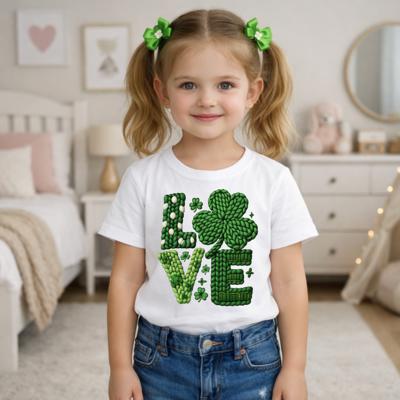 LOVE Faux Yarn St Patrick's Day Girls Tee Shirt