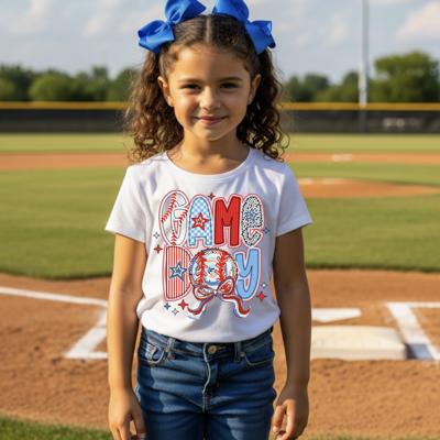 Game Day Coquette Bow Girls Baseball Tee Shirt