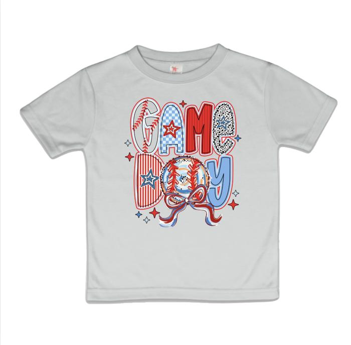 Game Day Coquette Bow Girls Baseball Tee Shirt