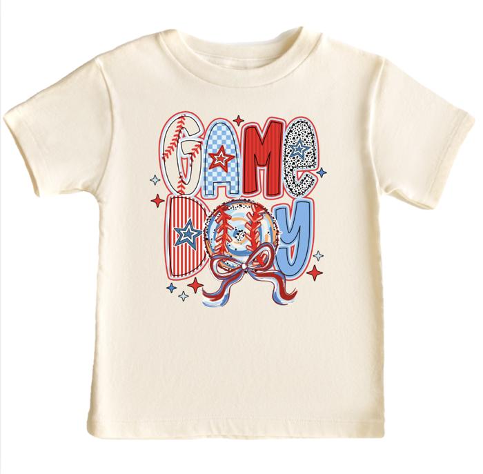 Game Day Coquette Bow Girls Baseball Tee Shirt