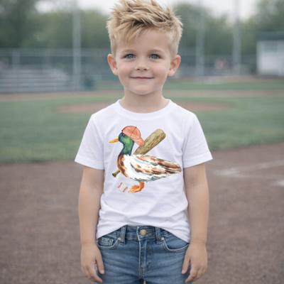 Baseball Mallard Kids Tee Shirt