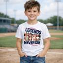  Legends Never Die Kids Baseball Tee Shirt