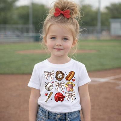 Baseball Coquette Bows Girls Tee Shirt