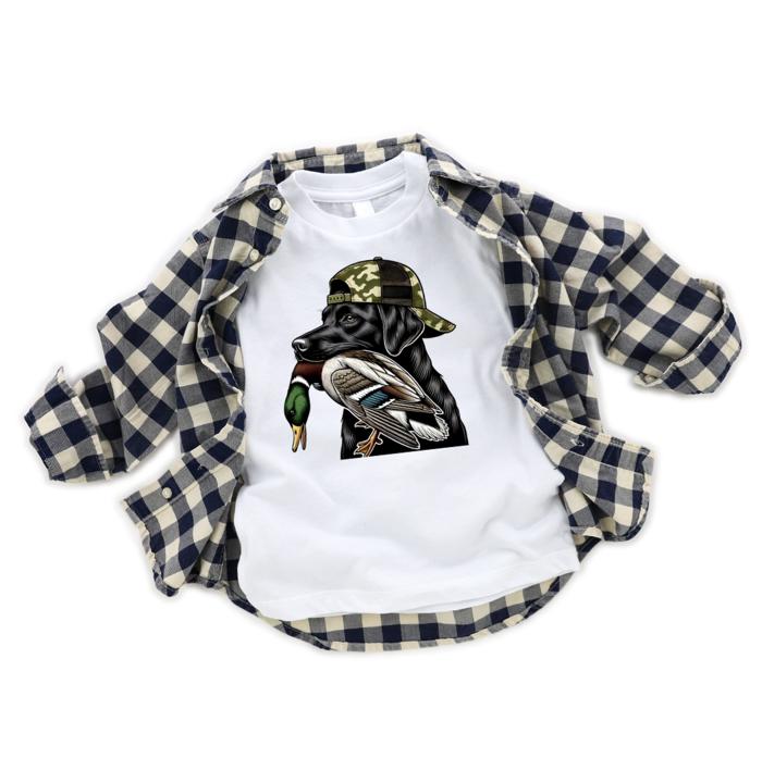Mallard and Black Lab Duck Hunting Boys Tee Shirt