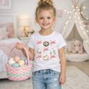  Girls Easter Tee Shirt, Coquette Bows and Bunny