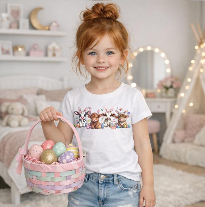 Easter Cows Girls Tee Shirt
