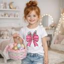  Easter Bunny Ears Coquette Bow Girls Tee Shirt