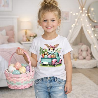 Bunny and Green Truck Girls Easter Tee Shirt