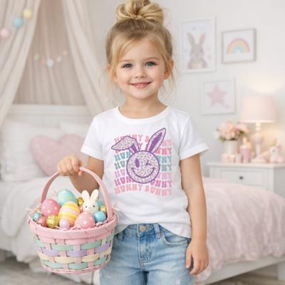 Hunny Bunny Girls Smily Face Girls Easter Tee Shirt