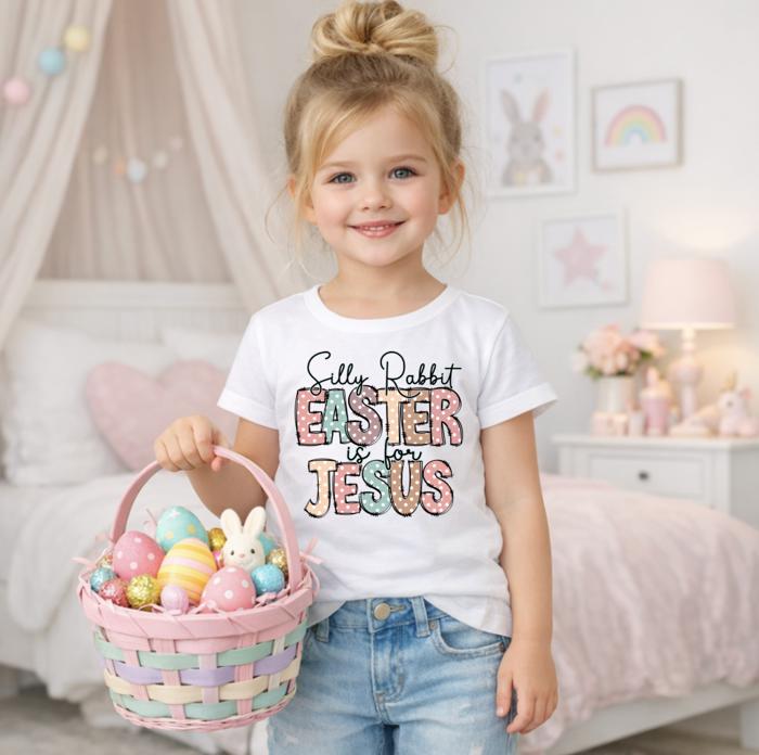 Silly Rabbit Easter is for Jesus Girls Tee Shirt