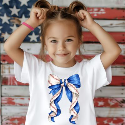 Baseball Coquette Bow Girls Tee Shirt