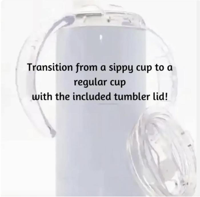 Blue Toile Floral Girls 12 oz Sippy Cup 