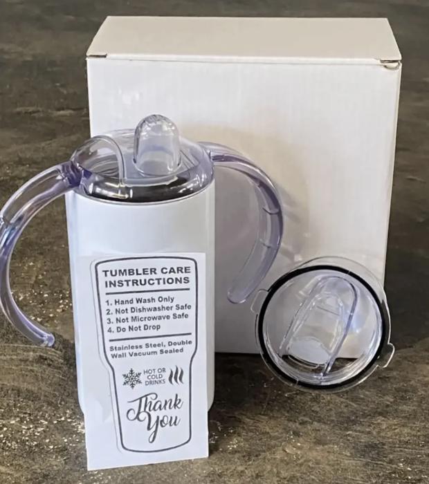 Blue Toile Floral Girls 12 oz Sippy Cup 