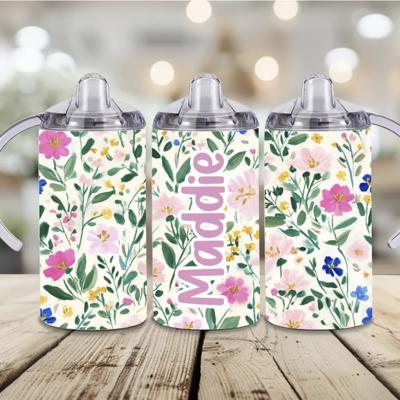 Floral Girls Personalized 12 oz Sippy Cup Tumbler