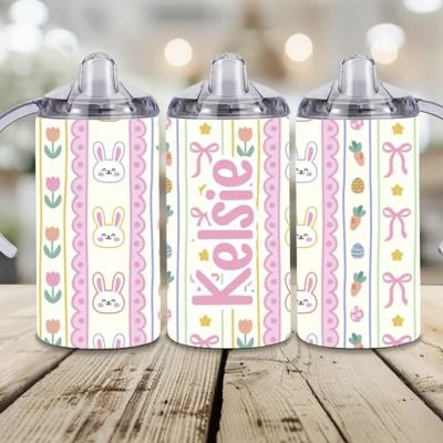 Easter Bunnies Girls Personalized 12 oz Sippy Tumbler 