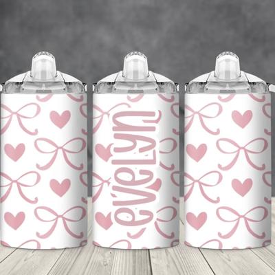 Hearts and Bows Girls 12 oz Sippy Tumbler