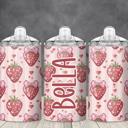  Strawberries and Bows Girls Personalized 12 oz Sippy Cup