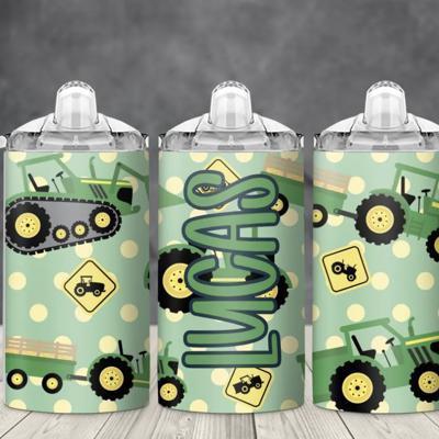 Green Tractors Personalized Boys 12 oz Sippy Cup