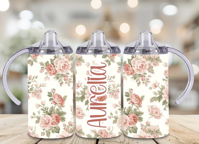 Pink and Green Baby 12 oz Stainless steel Sippy Cup