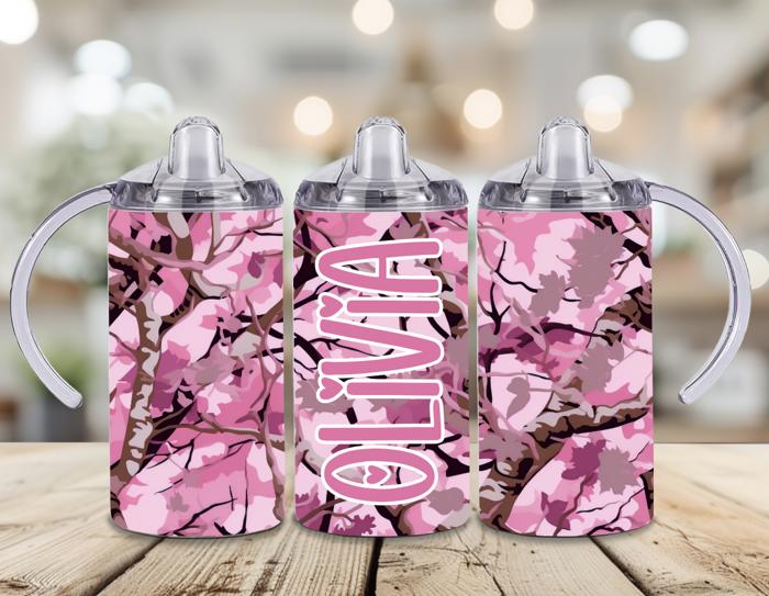 Pink Camo Girls 12 oz Stainless Steel Sippy Cup