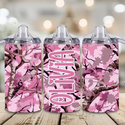 Pink Camo Girls 12 oz Stainless Steel Sippy Cup