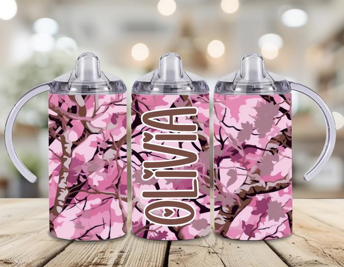 Pink Camo Girls 12 oz Stainless Steel Sippy Cup