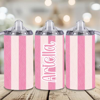 Pink Pastel Stripes 12 oz Toddler Sippy Cup