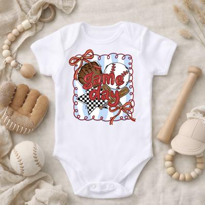 Game Day Baseball Coquette Bow Baby Onesie 