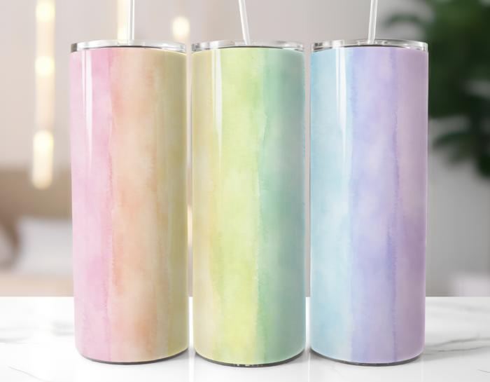 Pastel Rainbow Water Color 20 oz Stainless Steel Tumbler