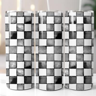 Black and White Checkered 20 oz Tumbler