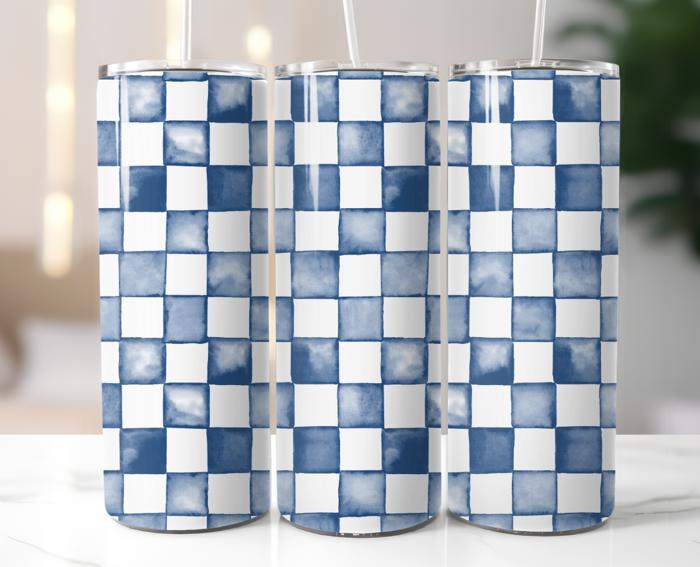 Black and White Checkered 20 oz Tumbler