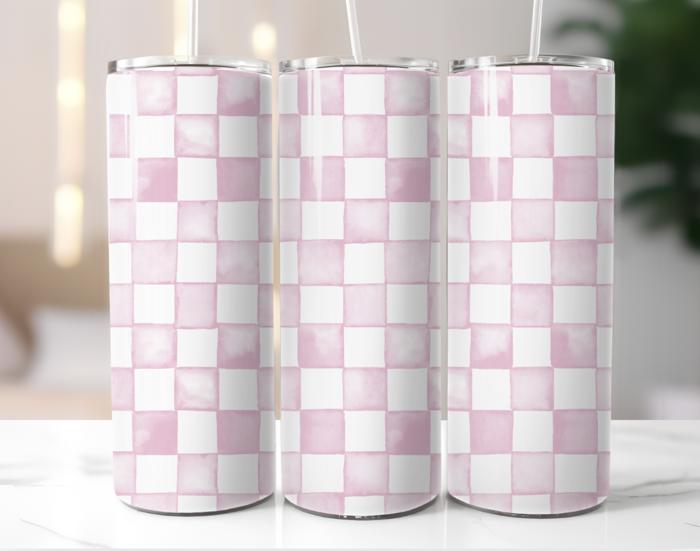 Black and White Checkered 20 oz Tumbler