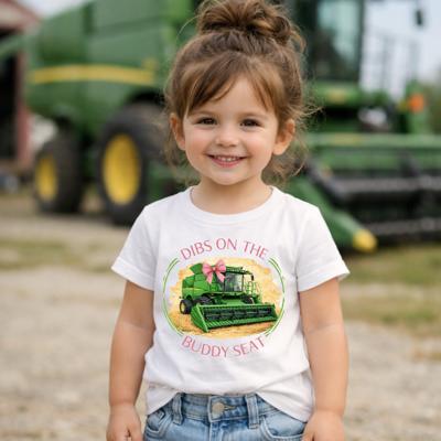 Dibs on the Buddy Seat Green Combine Kids Harvest Tee Shirt