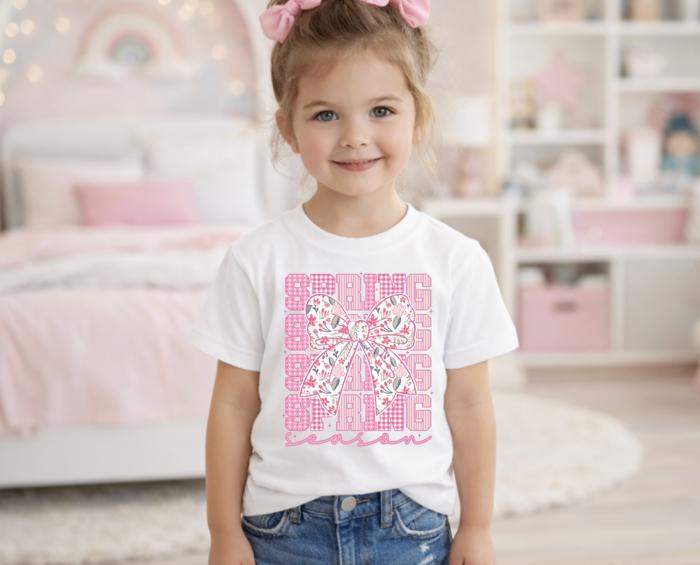 Spring Season Girls Tee Shirt with Bow